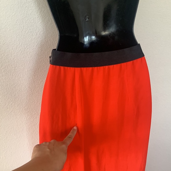 Bebe High Waisted Red Chiffon Side Slit Maxi Skirt - Picture 9 of 11